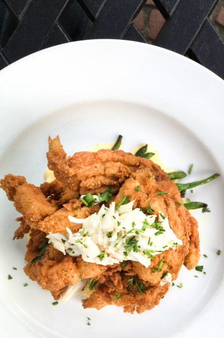 A tower of Fried Softshell Crabs.