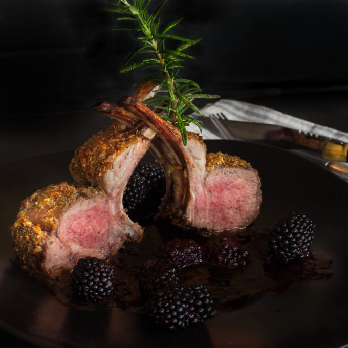 Rack of Lamb with Blackberry Wine Sauce vertical Rack of Lamb with Blackberry Wine Sauce