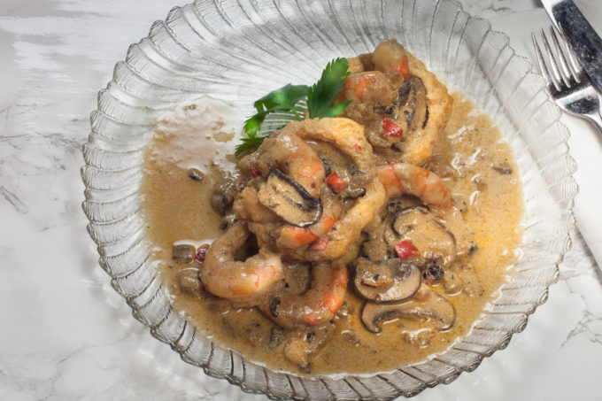 Shrimp and Mushroom Cream over Puff Pastry Shell Stacked with flavor, this Shrimp and Mushroom Cream over Puff Pastry Shell is a contrast of texture and taste. (All photos credit: George Graham)