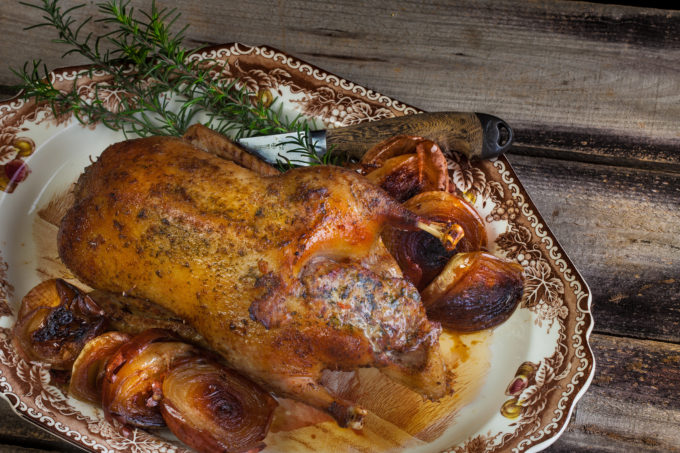 Stuffed Duck with Duck Fat Onions Stuffed Duck with Duck Fat Onions is a common Cajun recipe.
