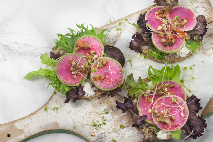 Radish and Goat Cheese Tartine Crisp vegetables and creamy goat cheese combine in my Radish and Goat Cheese Tartine. (All photos credit: George Graham)