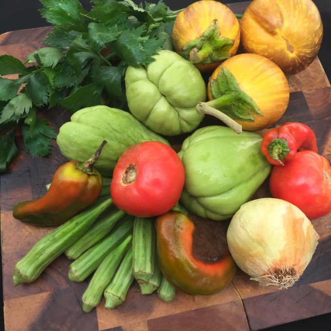 Southern Ratatouille ingredients Fresh local vegetables are essential for this Southern Ratatouille.