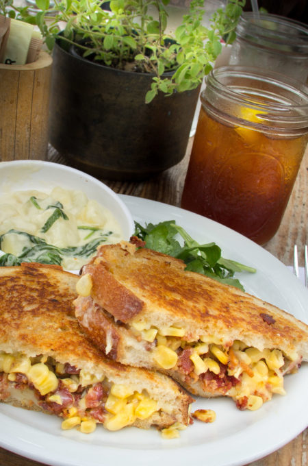 Griddled Corn Panini with iced tea Fresh corn is the best thing since sliced bread.