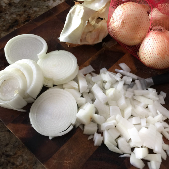 Onions go into a Cajun recipe for seven steak. Seven Steak onions_