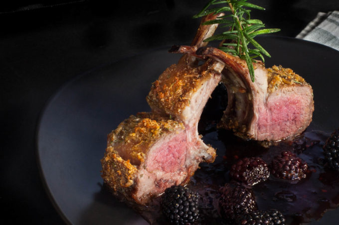 Rack of Lamb with Blackberry Wine Sauce With its perfect pink center and cracklin' crust, lamb chops stand in a pool of blackberry wine-infused sauce. (All photos credit: George Graham)