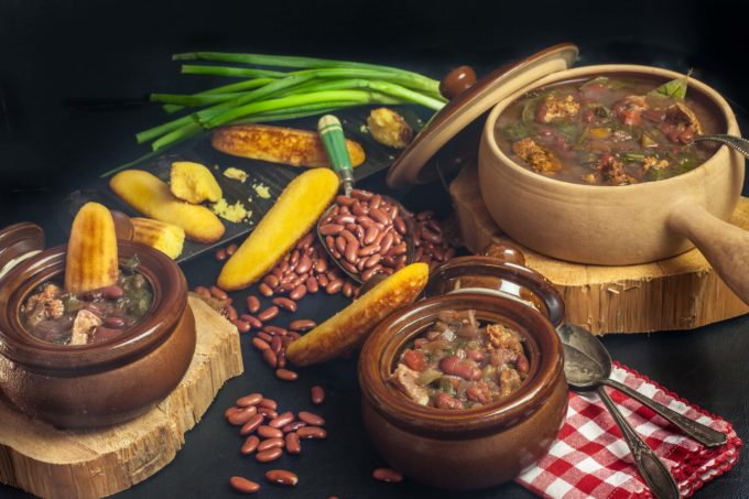 Red Bean, Mustard Green, and Green Onion Sausage Soup Warm up to a bowl of Red Bean, Mustard Green, and Green Onion Sausage Soup. (All photos credit: George Graham)