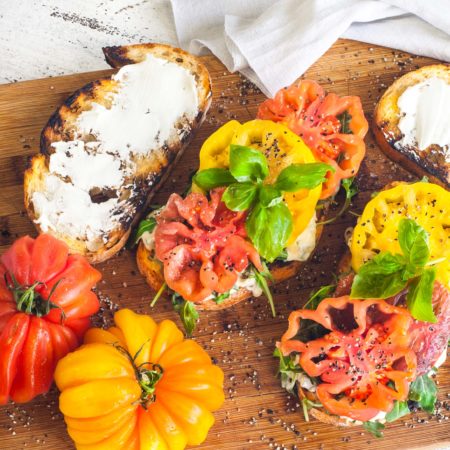 Heirloom Tomato Sandwich on Sourdough with Garlic Aioli