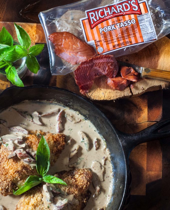 Romano Chicken Breasts with Tasso Cream--a flavor explosion!