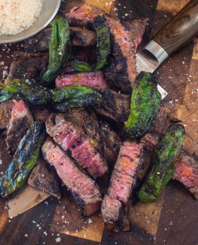 Ribeye Steak and Blistered Shishitos--simply delicious.