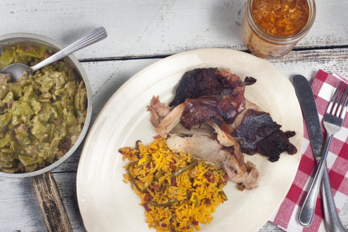 Roast Pig and crispy skin take center stage on this platter.