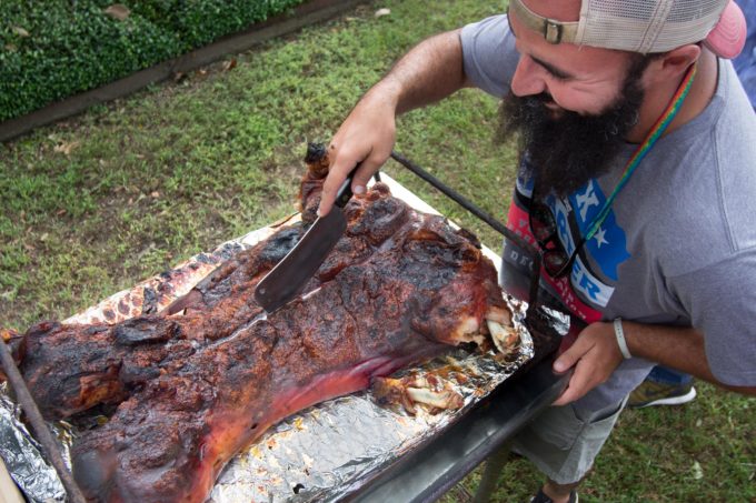Pig Roast slicing