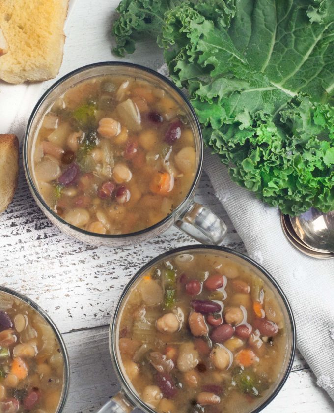 Warm up to a bowl of this flavor-filled 5-Bean Kale Soup.