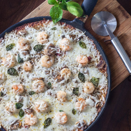Cheese-Crust Shrimp and Mushroom Pizza