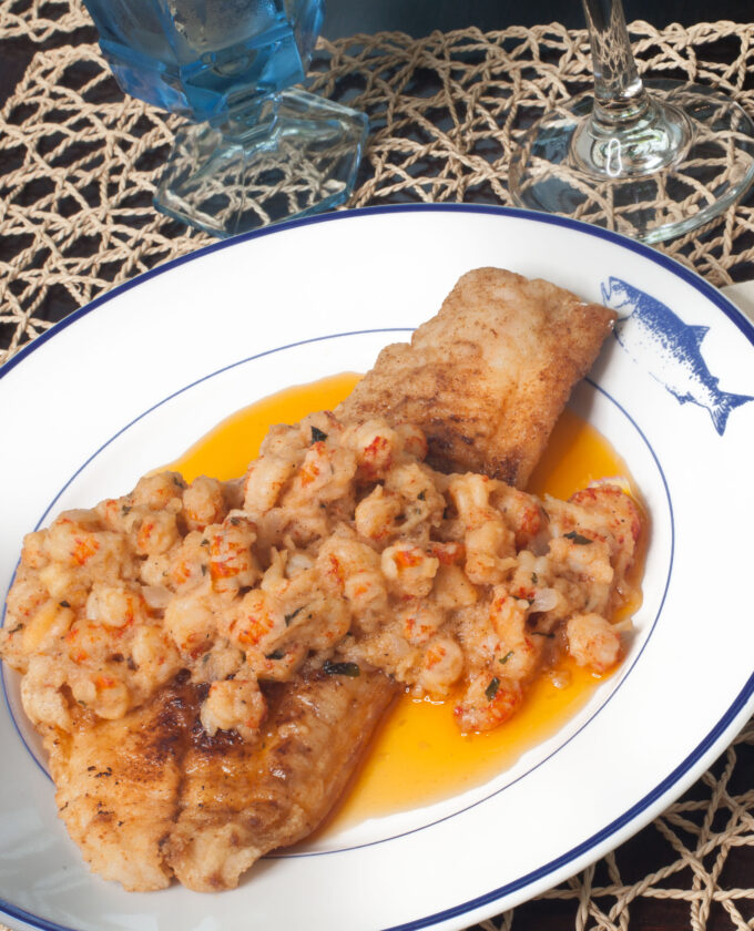 Black drum never tasted better when layered with Louisiana crawfish. (Photo credit: George Graham)