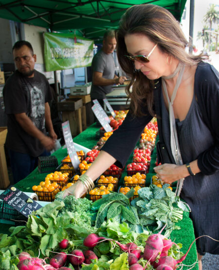 Rox finds the freshest kale at the farmers market.