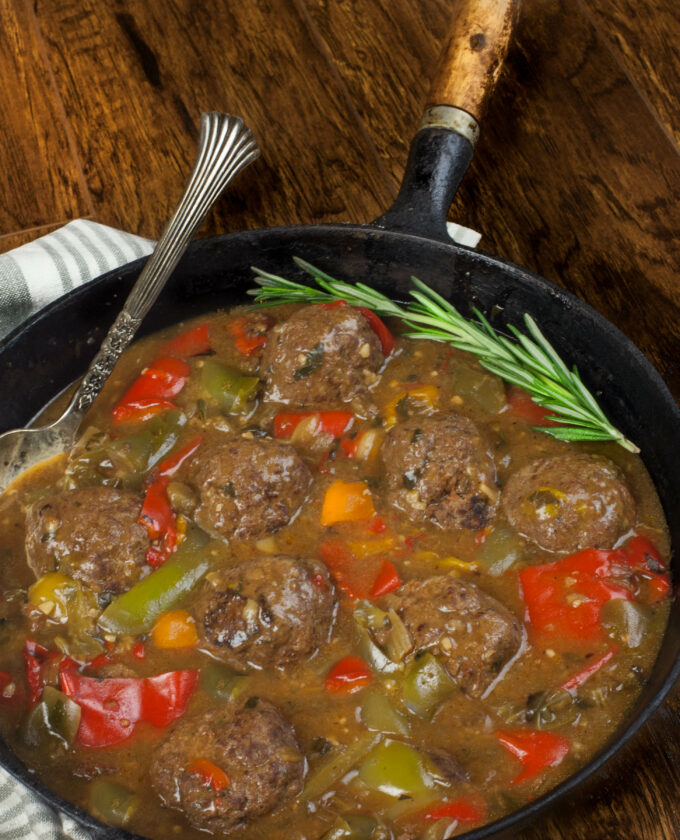 A hearty meal in a skillet.