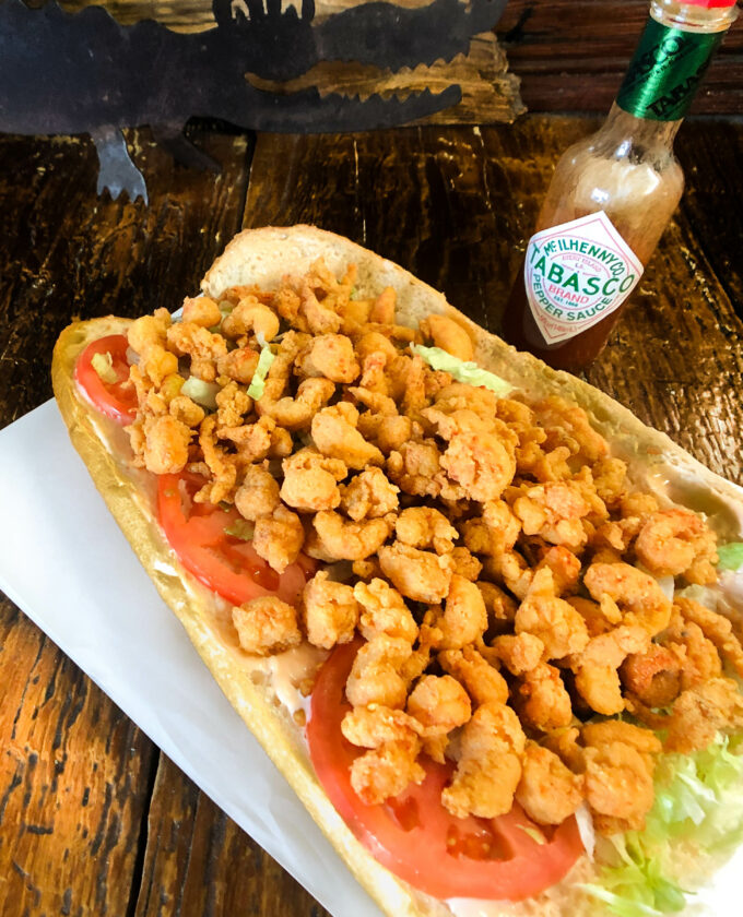 A whole po'boy can easily feed two.