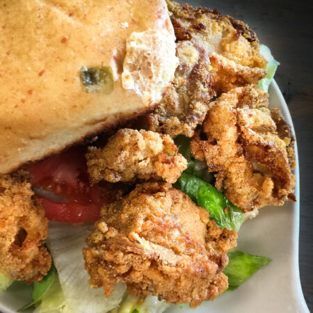 Louisiana oysters are fried golden brown in this magnificent sandwich. (All photos credit: George Graham)