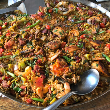 Flavors of Spain mingle with local ingredients in this simplified version of a classic paella. (All photos credit: George Graham)